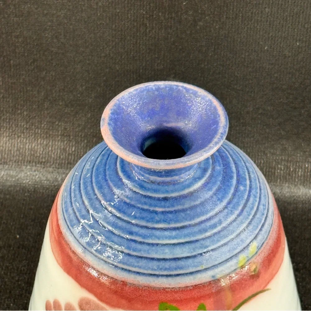 Studio Art Pottery Floral Bud Vase Signed 1997
